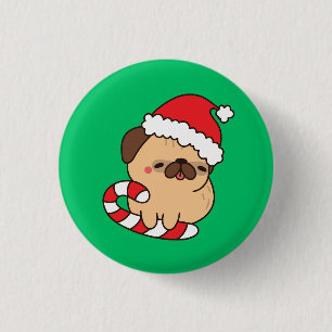 Kerstman Hond Ronde Button 3,2 Cm