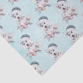 kerstman-hondje in een kerstman-hat gepatterd tissuepapier (Detail)