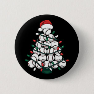 Kerstman honkbal kerstboom sport ronde button 5,7 cm