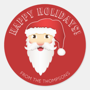 Kerstman hoofd personaliseerbare Kerstmis Ronde Sticker
