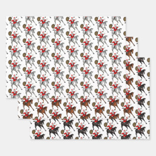 Kerstman houdt van paarden inpakpapier vel