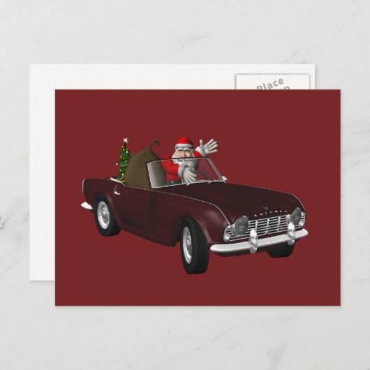 Kerstman houdt van Triumph TR4 Feestdagenkaart (Voorkant / Achterkant)