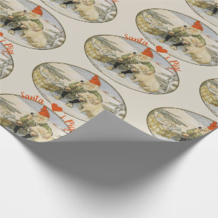Kerstman houdt van varkens Vintage illustratie Cadeaupapier