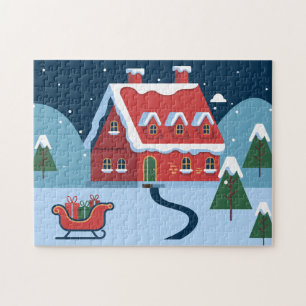 Kerstman Huis Kind Legpuzzel