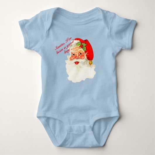 Kerstman, ik ben braaf Gepersonaliseerd Kerst Baby Romper (Voorkant)
