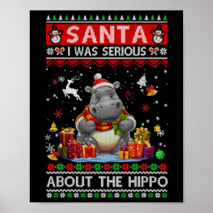 Kerstman ik was serieus over de nijlpaard leuke le poster