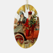 kerstman in Antiek auto's Keramisch Ornament (Rechts)