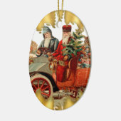 kerstman in Antiek auto's Keramisch Ornament (Links)