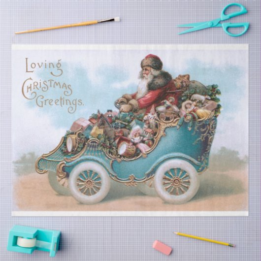   kerstman in  auto tissuepapier (Craft)