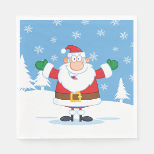 Kerstman in besneeuwd winters landschap servet