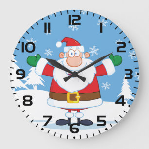 Kerstman in besneeuwde winterscène grote klok