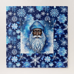 Kerstman in blauw legpuzzel