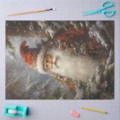  Kerstman in bos met hulstbes Tissuepapier (Craft)