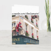 Kerstman in de fietsenwinkel feestdagen kaart (Achterkant)