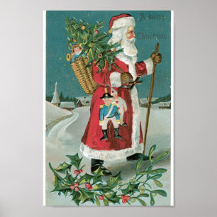  kerstman in de sneeuw poster