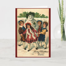 Kerstman in de sneeuw, vintage winter