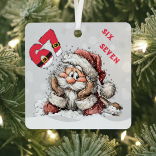 Kerstman In de Sneeuw Zes Zeven Kerstornament Metalen Ornament