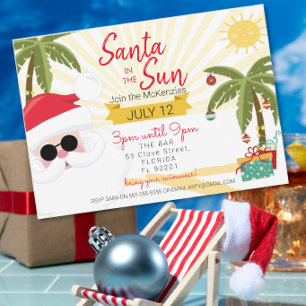 Kerstman in de zon zomerfeest Australische Kerstmi Kaart