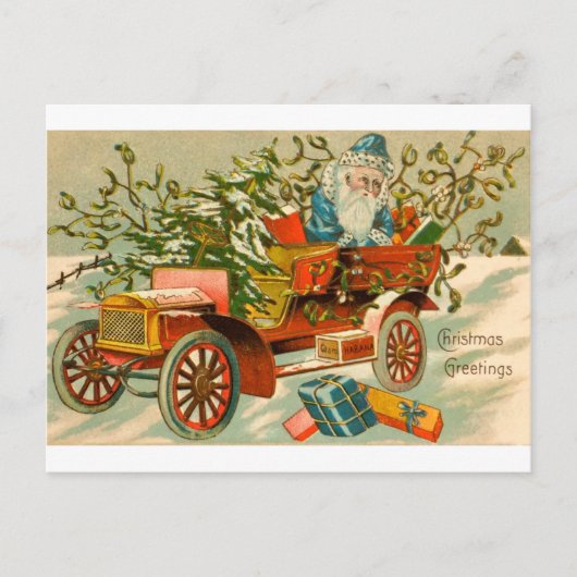 Kerstman in een auto met cadeaus Briefkaart (Voorkant)