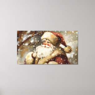 Kerstman in een besneeuwd wonderland Canvas Afdruk