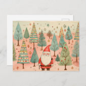 Kerstman in een kerstboombos briefkaart (Voorkant / Achterkant)