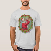  Kerstman in een krans Unisex T-shirt (Voorkant)