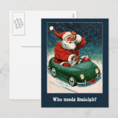 Kerstman in een sportwagen Kerst Kaart (Voorkant / Achterkant)