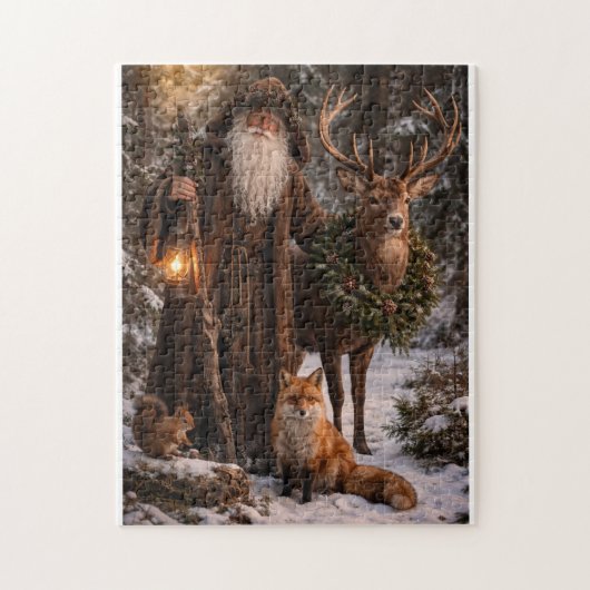 Kerstman in het bos legpuzzel (Verticaal)