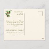 Kerstman in het groen met cadeaus Feestdagenkaart (Achterkant)