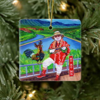 Kerstman in het paradijs Mele Kalikimaka Haan Kaua Keramisch Ornament