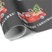 Kerstman in het  Rode-kerstvenster Cadeaupapier (Rol Hoek)