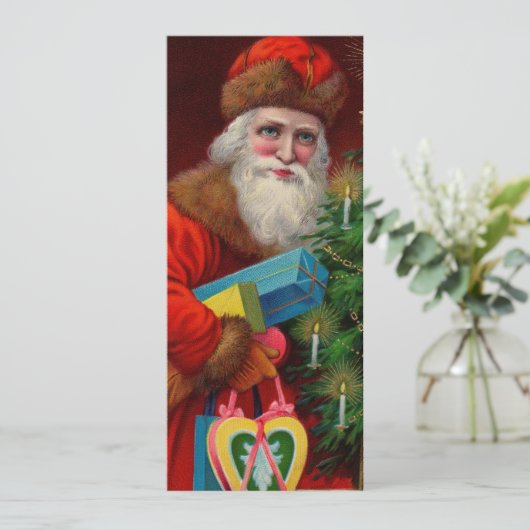 Kerstman in het rood Uitnodiging (Staand voorkant)