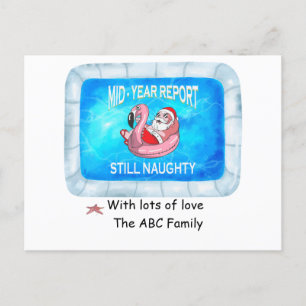 Kerstman in het zwembad in juli feestdagenkaart