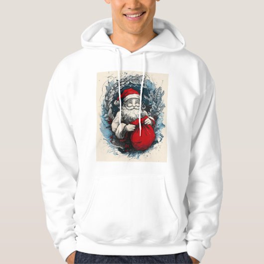  Kerstman in Holiday Wreath Hoodie (Voorkant)