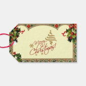  kerstman in Holly Lijst Gift Label Cadeaulabel (Achterkant Horizontaal)