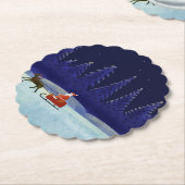 Kerstman in Kerstnacht Kartonnen Onderzetters (Gekanteld)