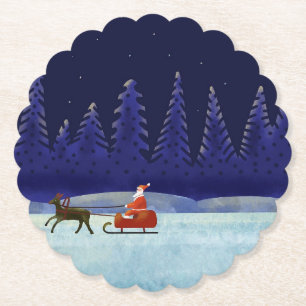 Kerstman in Kerstnacht Kartonnen Onderzetters