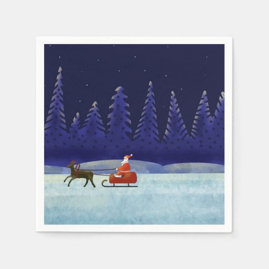 Kerstman in Kerstnacht Servet (Voorkant)