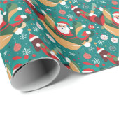 Kerstman in kerstpatroon cadeaupapier (Rol Hoek)