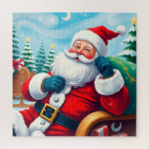 🎅 Kerstman in knusse slee Kerstvreugde Legpuzzel