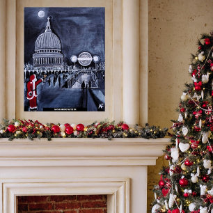 Kerstman in Londen Schilderij van Alfred Fox Poster
