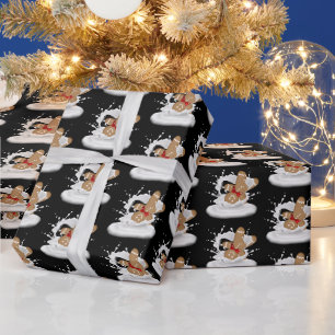 kerstman in Melkspin Cadeaupapier