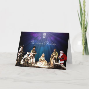 Kerstman in Nativiteit Kaart