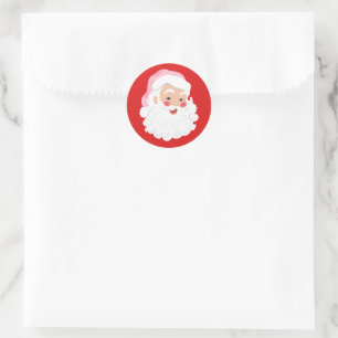 Kerstman in roze hoed vintage Kerstmis Ronde Sticker