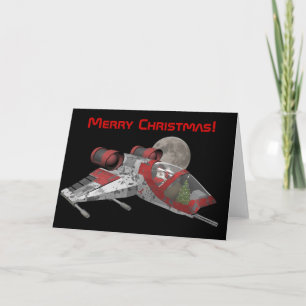 kerstman in ruimteschip feestdagen kaart