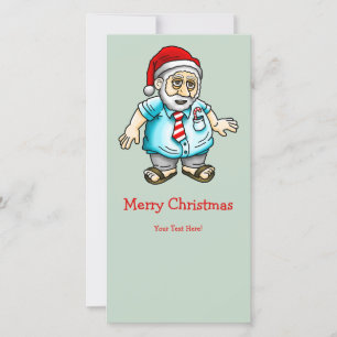 Kerstman in sandalen feestdagenkaart