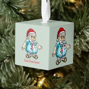 Kerstman in sandalen kubus ornament