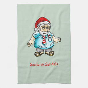 Kerstman in sandalen theedoek