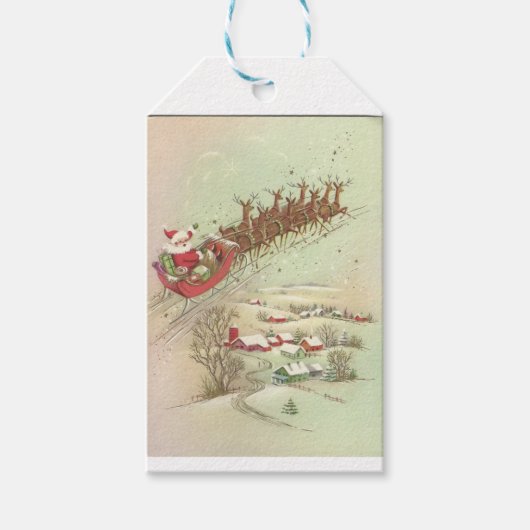  kerstman in Sleigh Cadeaulabel (Voorkant)