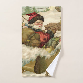  kerstman in Sleigh Holiday Hand Towel Handdoeken